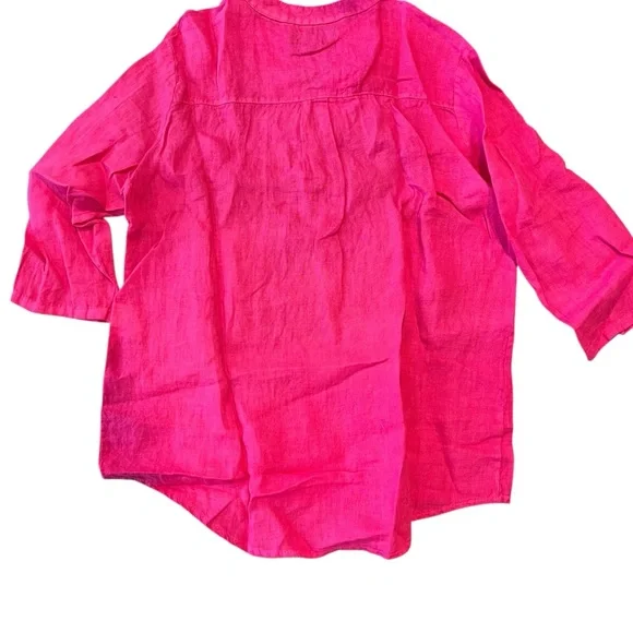 Flora Ashley NEW 9332 Hot Pink Linen Tunic Top SZ S - Picture 3 of 9